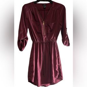 🍁🍂RUE21 DRESS WOMENS SIZE XS 3/4 SLEEVE ZIP UP FRONT CLOUSURE